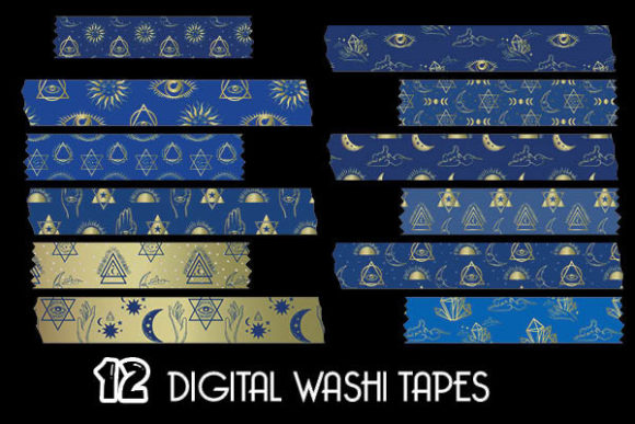 Blue Gold Mystical Washi Tapes Pattern: A Versatile Tool for Creative Expression