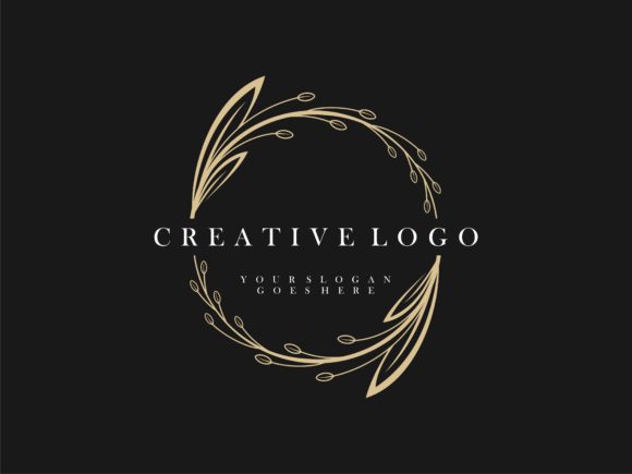 Circle Floral Gold Frame Logo
