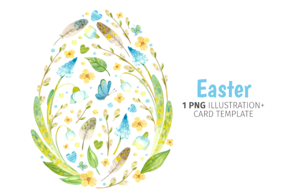 Easter Egg with Flowers, Spring Clipart: Elevating Seasonal Design with Watercolor Elegance