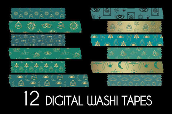 Mint Gold Mystical Washi Tapes Pattern: A Versatile Tool for Creative Projects