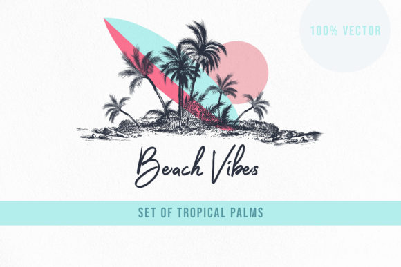 Palm Trees Vector Clip Art Set: Tropical Design Assets